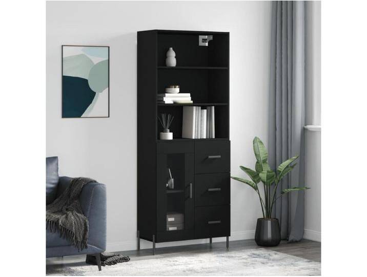 Highboard Schwarz 69,5x34x180 cm Holzwerkstoff von Kauf-Unique Marketplace