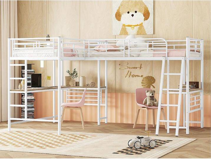 Hochbett – 2 Betten 90 x 200 cm – 2 Schreibtische unter dem Bett – Weiß Hochbett – 2 Betten 90 x 200 cm – 2 Schreibtische unter dem Bett – Weiß von Kauf-Unique Marketplace