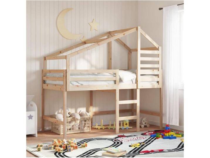 Hochbett mit Leiter und Dach 90x200 cm Massivholz Kiefer Hochbett mit Leiter und Dach 90x200 cm Massivholz Kiefer von Kauf-Unique Marketplace