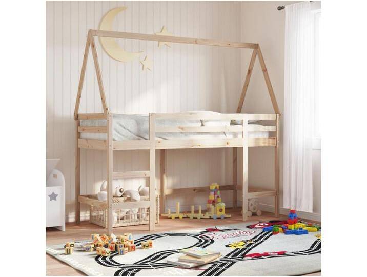 Hochbett mit Leiter und Dach 90x200 cm Massivholz Kiefer Hochbett mit Leiter und Dach 90x200 cm Massivholz Kiefer von Kauf-Unique Marketplace