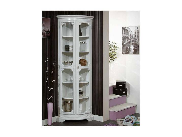 Hohe Vitrine f�r die Ecke in Wei� Vintage Look von Kauf-Unique Marketplace