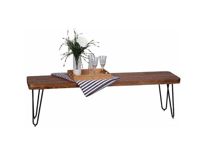 Holzbank aus Sheesham Massivholz Metall von Kauf-Unique Marketplace