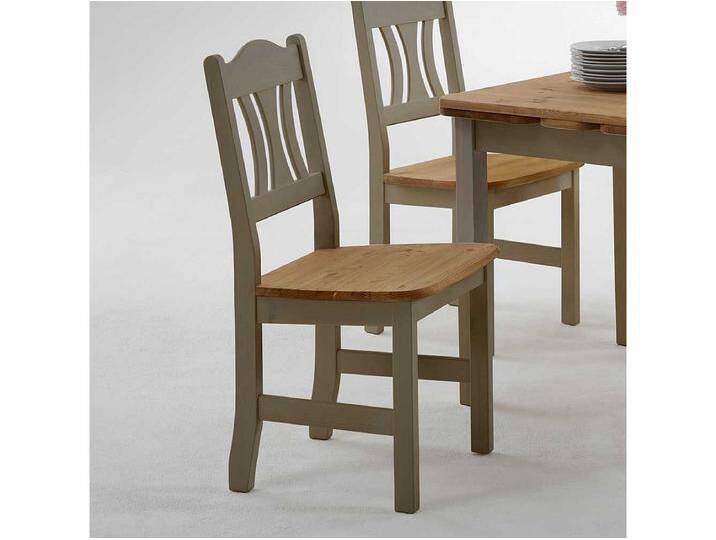 Holzstuhl in Grau Kiefer massiv Landhaus (2er Set) von Kauf-Unique Marketplace