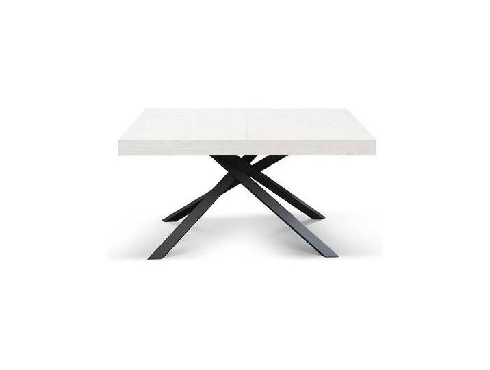 Holztisch, weiß lackiert, anthrazitfarbenes Gestell, ausziehbar 160x90 - FORTE DEI MARMI von Kauf-Unique Marketplace
