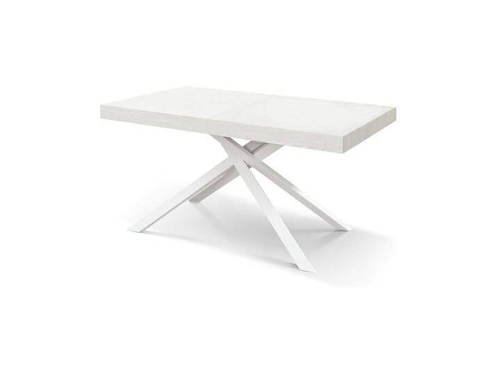 Holztisch, weiß lackiert, weißes Gestell, ausziehbar 160x90 - FORTE DEI MARMI von Kauf-Unique Marketplace