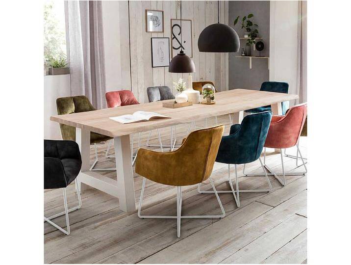 Holztisch Massiv mit Baumkante Platte A Form Gestell von Kauf-Unique Marketplace