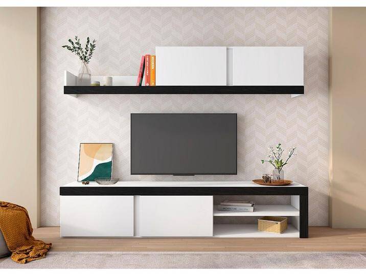 IDEM Wohnzimmermöbel Blanco mit vier Türen - TV-Ständer - Hängeschrank und Regal - Modernen Aufbewahrung - Weiß/Schwarz - 200x40x180cm IDEM Wohnzimmermöbel Blanco mit vier Türen - TV-Ständer - Hängeschrank und Regal - Modernen Aufbewahrung - Weiß/Schwarz - 200x40x180cm von Kauf-Unique Marketplace