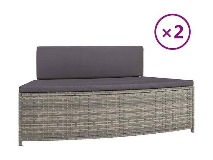 Izegem Wrlpool-Bänke mit Auflagen 2 Stk. Grau Poly Rattan von Kauf-Unique Marketplace