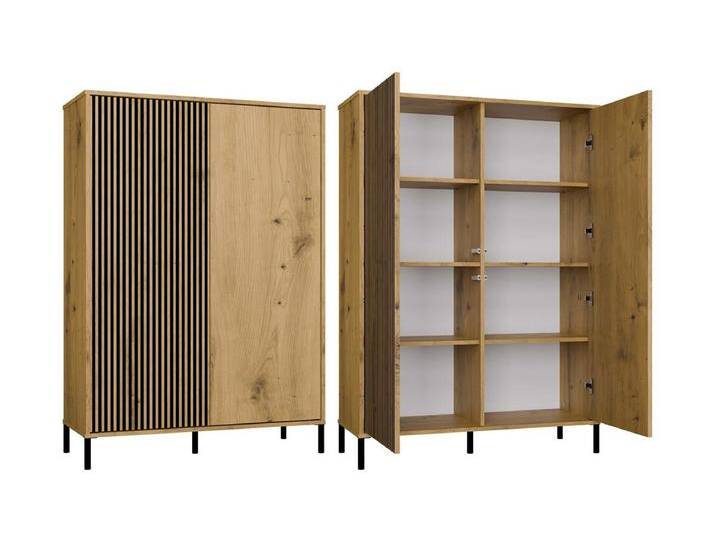 KAMARO – Moderner Schrank mit 8 Regalen und 2 Türen – 147,5x103,5x40 cm – Aufbewahrungsmöbel – Handwerks-Eiche von Kauf-Unique Marketplace