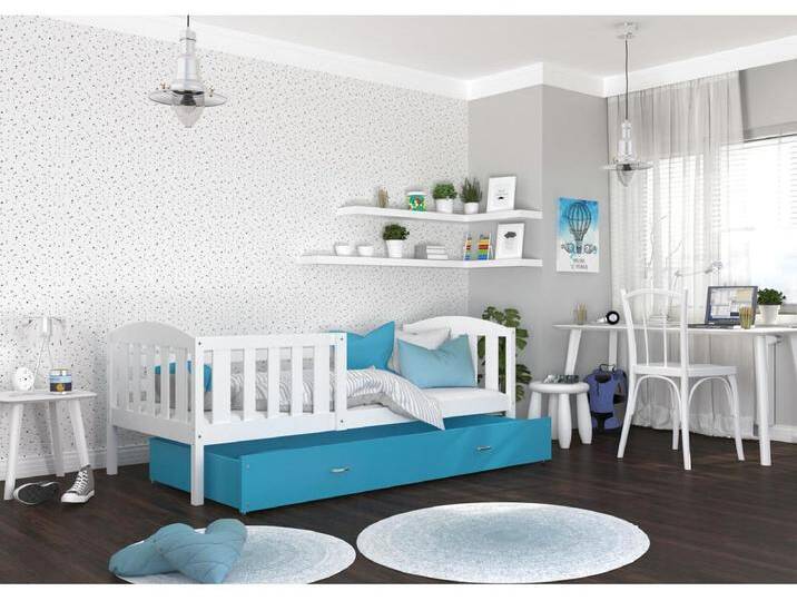KINDERBETT mit Bettkasten Jacob 190x80 cm, weißer Korpus / blaue Schubladen KINDERBETT mit Bettkasten Jacob 190x80 cm, weißer Korpus / blaue Schubladen von Kauf-Unique Marketplace