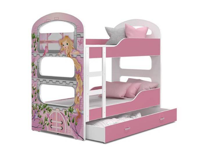 KINDERETAGENBETT mit Bettkasten Amigo 160x80 cm, Rosa von Kauf-Unique Marketplace