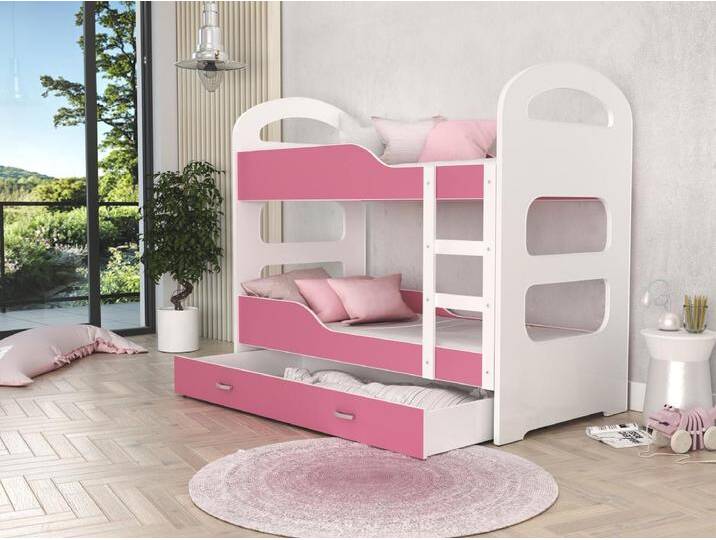KINDERETAGENBETT mit Bettkasten Matratze Nero 160x80 cm, Rosa von Kauf-Unique Marketplace