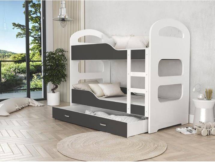 KINDERETAGENBETT mit Bettkasten Nero 160x80 cm, Grau von Kauf-Unique Marketplace