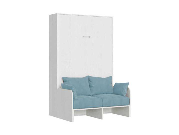 Kentaro 120 cm Klappbett in Queensize-Größe mit Sofa aus weißer Esche, hellblau von Kauf-Unique Marketplace