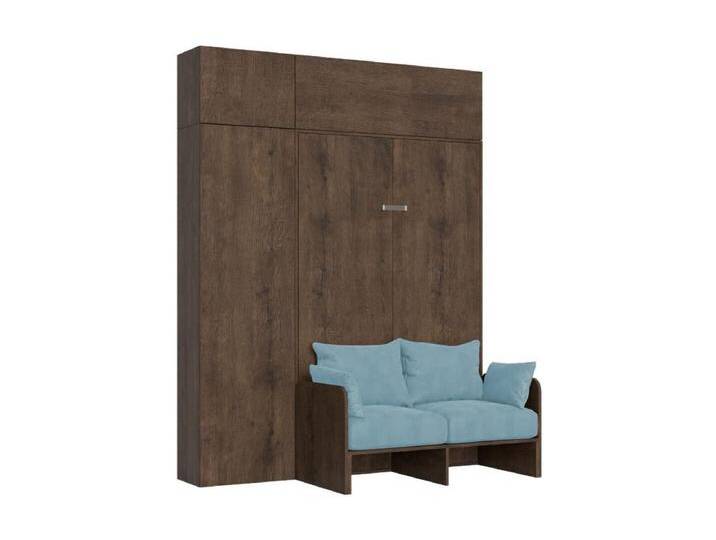 Kentaro 120 cm Klappbett in Queensize-Größe mit Sofa und Möbeln aus Walnussholz, hellblau von Kauf-Unique Marketplace
