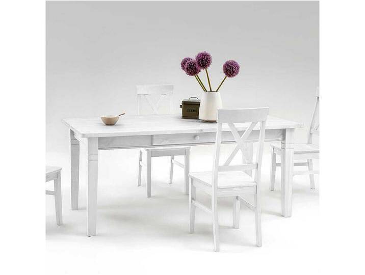 Kiefer Esstisch in Weiß Landhausstil Kiefer Esstisch in Weiß Landhausstil von Kauf-Unique Marketplace