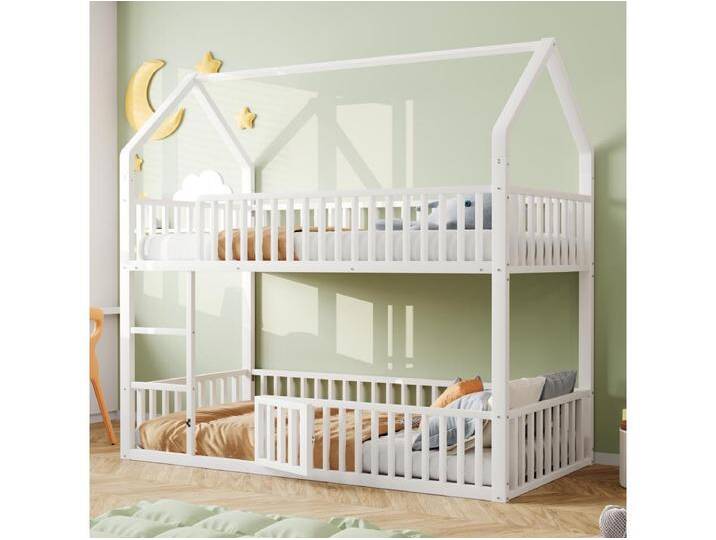 Kinder-Etagenbett aus Metall - 2 x 90 x 200 cm - mit Treppe + Tür - weiß Kinder-Etagenbett aus Metall - 2 x 90 x 200 cm - mit Treppe + Tür - weiß von Kauf-Unique Marketplace