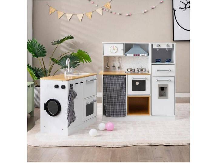 Kinder-Küchenset Spielküche mit Licht Hocker Kaffeemaschine Wasserspender Herd von Kauf-Unique Marketplace