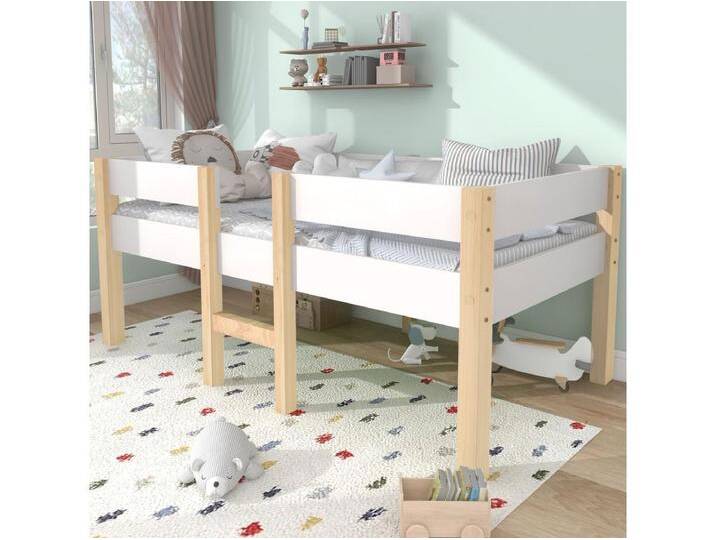 Kinderbett 90x190 cm - Einzelbett mit Absturzsicherung und Leiter - holz weiß - ohne matratze Kinderbett 90x190 cm - Einzelbett mit Absturzsicherung und Leiter - holz weiß - ohne matratze von Kauf-Unique Marketplace