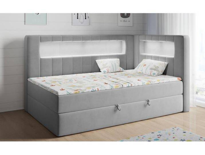 Kinderbett JUNIOR GOLD 3 - Einzelbett mit Matratze, LED-Beleuchtung, Bettkasten - 90x200 cm - Rechts Seite Kinderbett JUNIOR GOLD 3 - Einzelbett mit Matratze, LED-Beleuchtung, Bettkasten - 90x200 cm - Rechts Seite von Kauf-Unique Marketplace