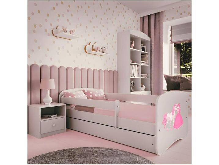 Kinderbett Prinzessin Pferd mit Schublade Weiß 160/80 Jugendbett von Kauf-Unique Marketplace