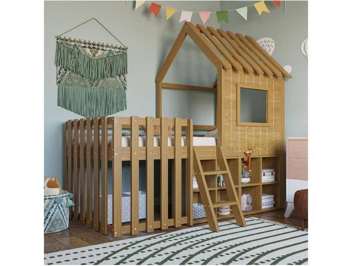 Kinderhochbett - 90 x 200 - mit Dach + Fenster + Stauraum + Kletterleiter - Kiefer + Sperrholz + MDF - natur Kinderhochbett - 90 x 200 - mit Dach + Fenster + Stauraum + Kletterleiter - Kiefer + Sperrholz + MDF - natur von Kauf-Unique Marketplace