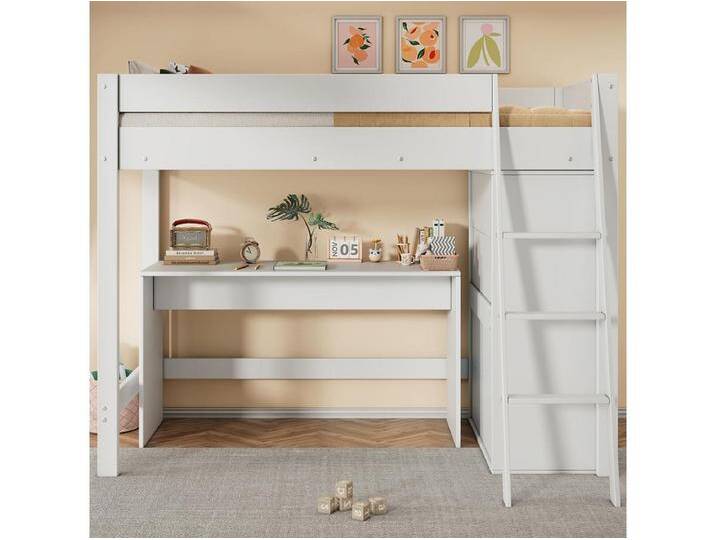 Kinderhochbett mit Leiter, Schreibtisch, Schrank, ohne Matratze, Massivholz, weiß 90*200 Kinderhochbett mit Leiter, Schreibtisch, Schrank, ohne Matratze, Massivholz, weiß 90*200 von Kauf-Unique Marketplace
