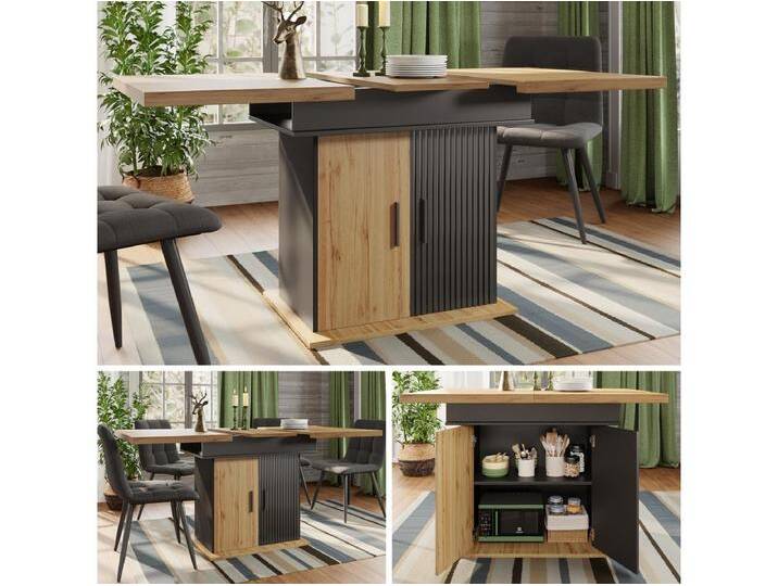 Klappbarer Esstisch 4 - 6 Plätze - 110-140 x 80 x 75 cm - ausziehbar - mit 2 Türen - MDF - schwarz Klappbarer Esstisch 4 - 6 Plätze - 110-140 x 80 x 75 cm - ausziehbar - mit 2 Türen - MDF - schwarz von Kauf-Unique Marketplace