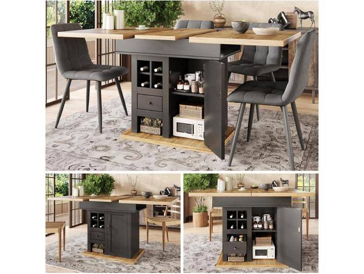 Klappbarer Esstisch 4 – 6 Plätze – 110-140 x 80 x 75 cm – ausziehbar – mit Tür + Schublade – MDF – schwarz Klappbarer Esstisch 4 – 6 Plätze – 110-140 x 80 x 75 cm – ausziehbar – mit Tür + Schublade – MDF – schwarz von Kauf-Unique Marketplace