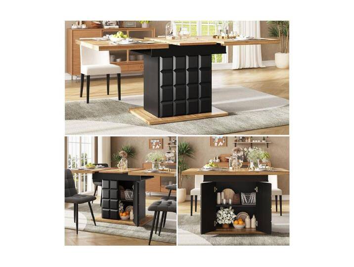 Klappbarer Esstisch für 4 - 6 Personen - 110-140 x 80 x 75 cm - ausziehbar - mit 1 Tür - MDF - schwarz Klappbarer Esstisch für 4 - 6 Personen - 110-140 x 80 x 75 cm - ausziehbar - mit 1 Tür - MDF - schwarz von Kauf-Unique Marketplace
