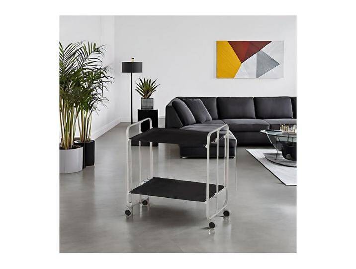Klappbarer Servierwagen mit Rädern - Grauer Metallrahmen, 2 schwarz laminierte Etagen - 72*66*43 cm - BAUHAUS von Kauf-Unique Marketplace