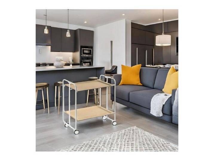 Klappbarer Servierwagen mit Rädern - Weißer Metallrahmen,2 buchefarbene Laminatböden - 72*66*43 cm - BAUHAUS Klappbarer Servierwagen mit Rädern - Weißer Metallrahmen,2 buchefarbene Laminatböden - 72*66*43 cm - BAUHAUS von Kauf-Unique Marketplace