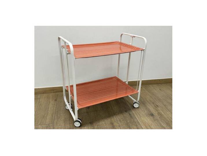 Klappbarer Servierwagen mit Rädern - Weißer Metallrahmen ,mit 2 orange gestreifte Laminatböden - 72*66*43 cm - BAUHAUS Klappbarer Servierwagen mit Rädern - Weißer Metallrahmen ,mit 2 orange gestreifte Laminatböden - 72*66*43 cm - BAUHAUS von Kauf-Unique Marketplace