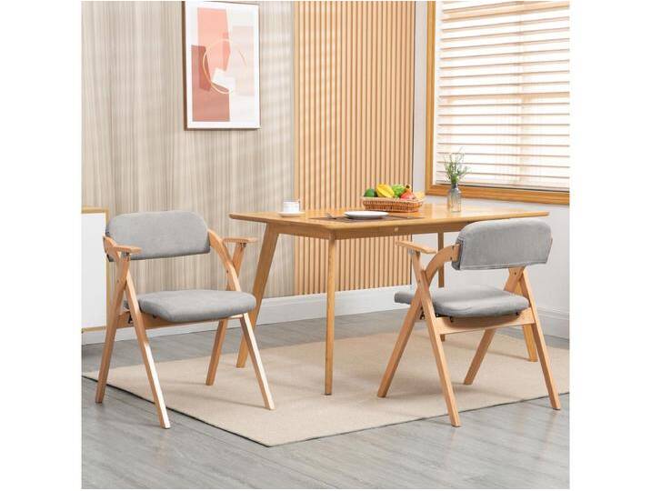 Klappstühle mit Armlehne, 2er-Set, Holz stapelbarer Esszimmerstuhl mit Polstersitzen, Grau Klappstühle mit Armlehne, 2er-Set, Holz stapelbarer Esszimmerstuhl mit Polstersitzen, Grau von Kauf-Unique Marketplace