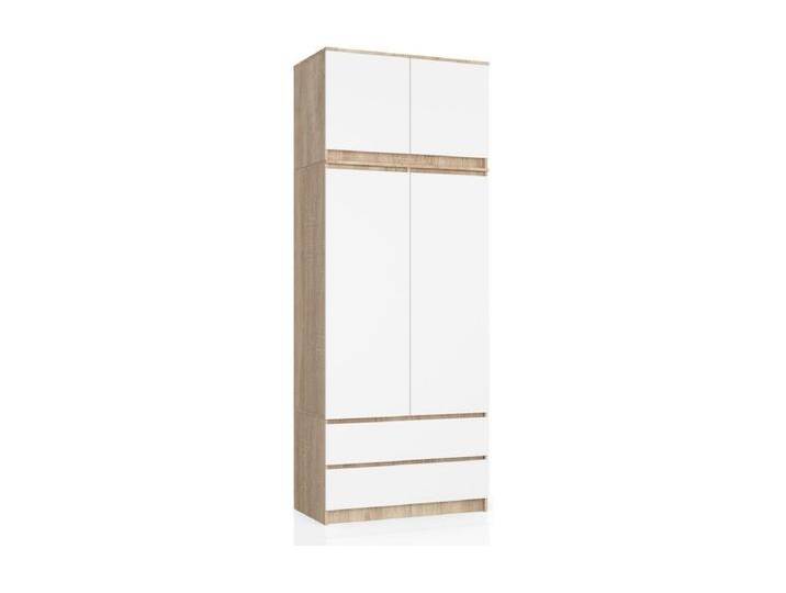 Kleiderschrank AKORD S90 mit Aufsatz Sonoma-Eiche 90 cm 2 Türen 2 Schubladen 6 Ebenen Front Weiß B90 x H234 x T51 cm Kleiderschrank AKORD S90 mit Aufsatz Sonoma-Eiche 90 cm 2 Türen 2 Schubladen 6 Ebenen Front Weiß B90 x H234 x T51 cm von Kauf-Unique Marketplace
