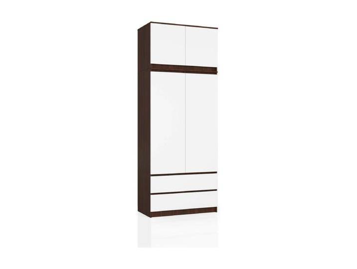 Kleiderschrank AKORD S90 mit Aufsatz Wenge 90 cm 2 Türen 2 Schubladen 6 Ebenen Front Weiß B90 x H234 x T51 cm Kleiderschrank AKORD S90 mit Aufsatz Wenge 90 cm 2 Türen 2 Schubladen 6 Ebenen Front Weiß B90 x H234 x T51 cm von Kauf-Unique Marketplace
