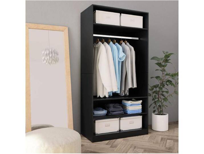 Kleiderschrank Schwarz 100x50x200 cm Holzwerkstoff von Kauf-Unique Marketplace