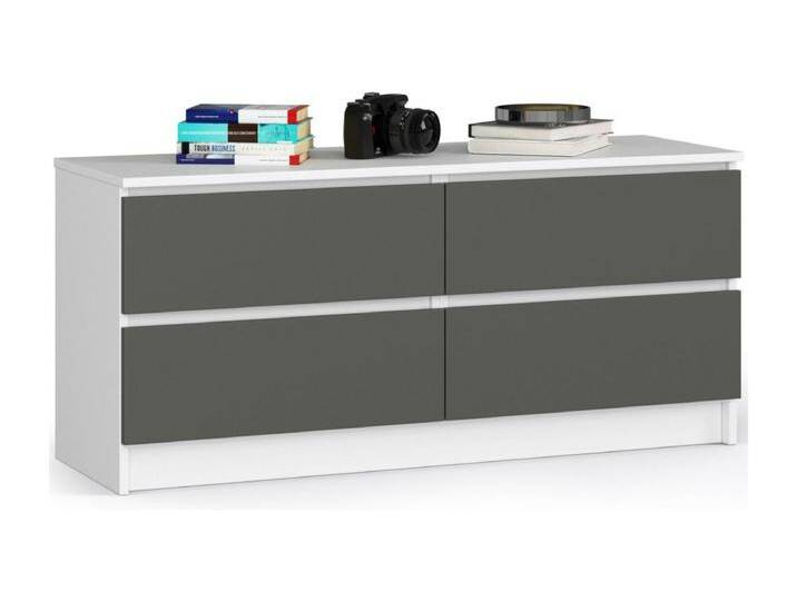 Kommode AKORD K120 Weiß 120 cm 4 Schubladen Front Graphitgrau B120 x H55 x T40 cm von Kauf-Unique Marketplace