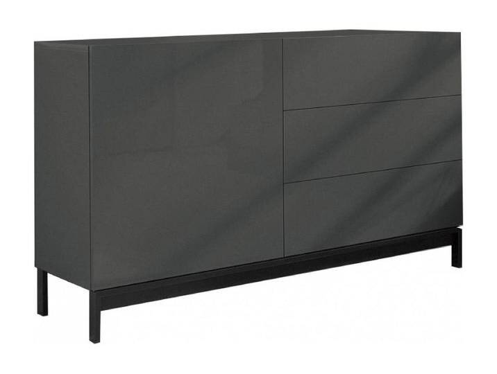 Kommode Dmazzi, Küchen-Sideboard mit 1 Tür und 3 Schubladen, Wohnzimmer-Buffet, 100% Made in Italy, cm 110x40h47, Anthrazit glänzend von Kauf-Unique Marketplace