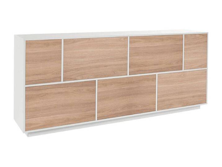Kommode Dnapp, Küchen-Sideboard mit 7 Türen, Wohnzimmer-Buffet, 100% Made in Italy, cm 200x41h86, Weiß glänzend und Nussbaum von Kauf-Unique Marketplace