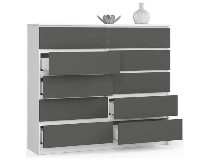 Kommode: 10 Schubladen, weiß graphitgrau, 138 x 121 x 40 cm von Kauf-Unique Marketplace