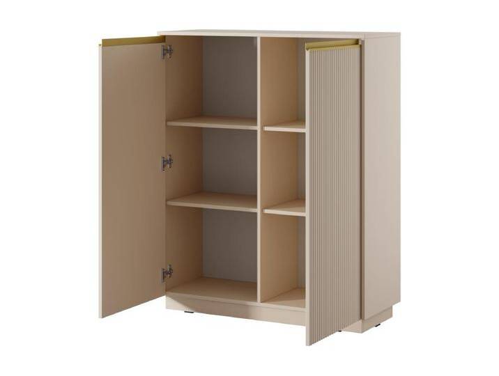 Kommode: 2 Türen, 6 Einlegeböden, Sandbeige, 103,5 x 127 x 39 cm von Kauf-Unique Marketplace