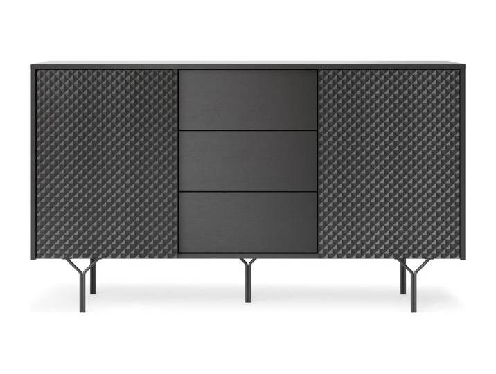 Kommode: 3 Schubladen, 2 Türen, 4 Einlegeböden, Graphitschwarz, 144 x 83 x 38 cm von Kauf-Unique Marketplace