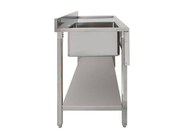 KuKoo Gastro Edelstahlspüle Waschbecken Spültisch Spülbecken Gastrospüle Spüle Spülbecken Gastronomie 1 Becken links Abtropffläche Rechts 120cm x 60cm x 90cm mit Gratis Abflusssieb von Kauf-Unique Marketplace
