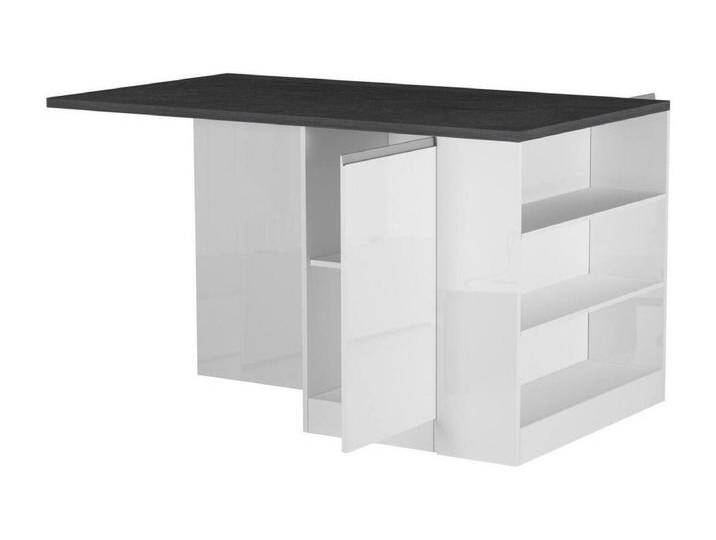 Kücheninsel Dcannaval, Mehrzweckschrank, Küchenzeile Schrank, Zusätzlicher Tisch, 100 % Made in Italy, 160 x 90 x 90 cm, glänzendes WeiÃŸ und Schiefer von Kauf-Unique Marketplace