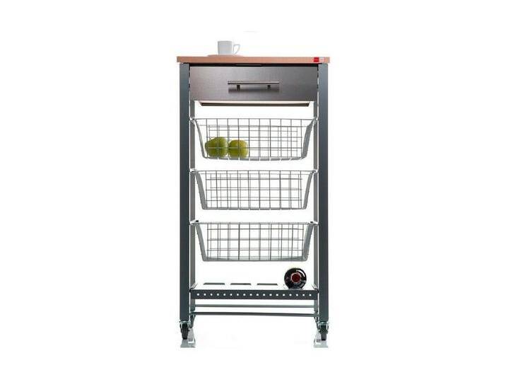 Küchenwagen, Küchentrolley - Grau, Edelstahl, Buche - 88,5*48*33cm. - APRIL von Kauf-Unique Marketplace