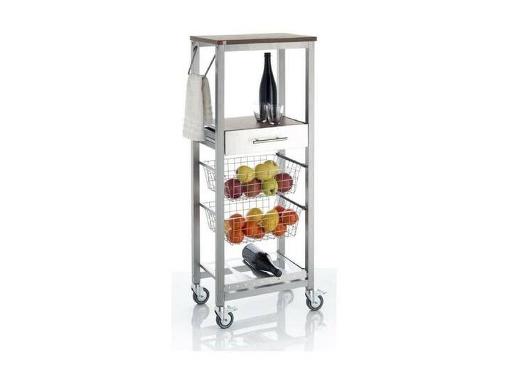 Küchenwagen ONDA ALTO – Metall-Beistellmöbel in Aluminiumoptik mit 2 Körben, Schublade und Flaschenhalter Küchenwagen ONDA ALTO – Metall-Beistellmöbel in Aluminiumoptik mit 2 Körben, Schublade und Flaschenhalter von Kauf-Unique Marketplace
