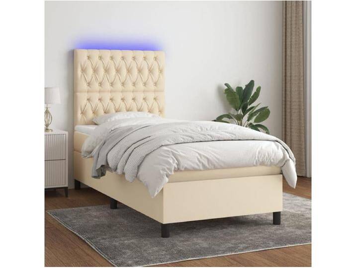 LED-Boxspringbett mit Matratze,Bett für Schlafzimmer Creme 100x200 cm Stoff -CFW42102 von Kauf-Unique Marketplace
