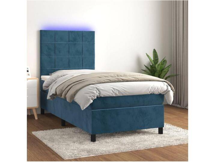 LED-Boxspringbett mit Matratze,Bett für Schlafzimmer Dunkelblau 100x200 cm Samt -CFW37242 von Kauf-Unique Marketplace
