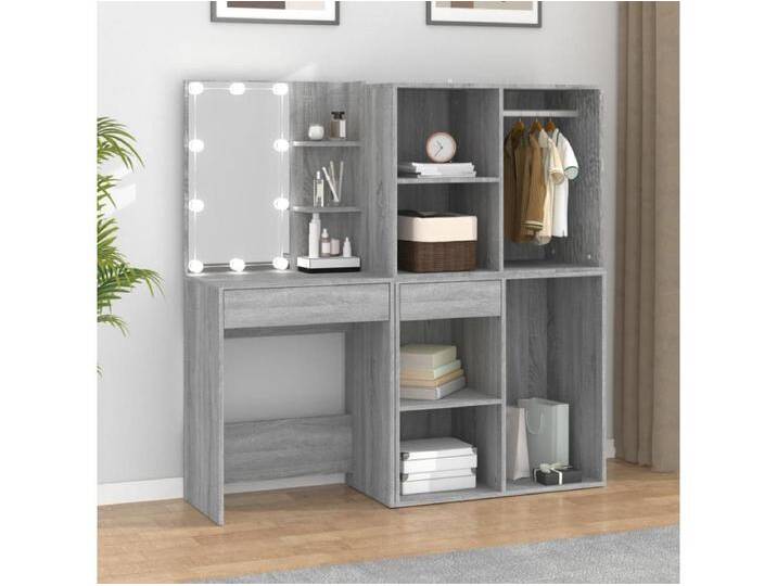 LED-Schminktisch mit Schränken Grau Sonoma Holzwerkstoff von Kauf-Unique Marketplace